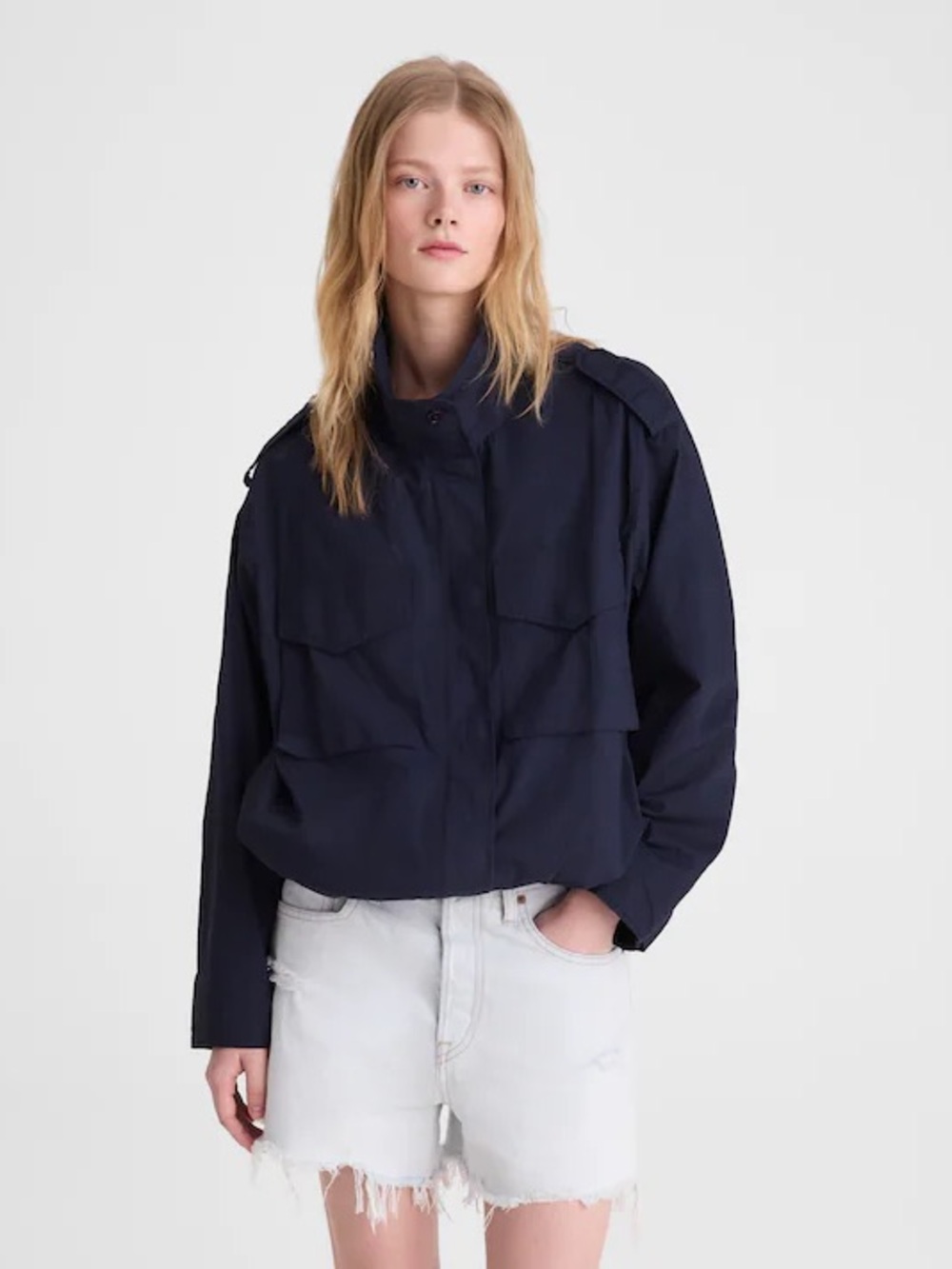 NWT Madewell Field Jacket in Washed Poplin Classic Navy - Size S